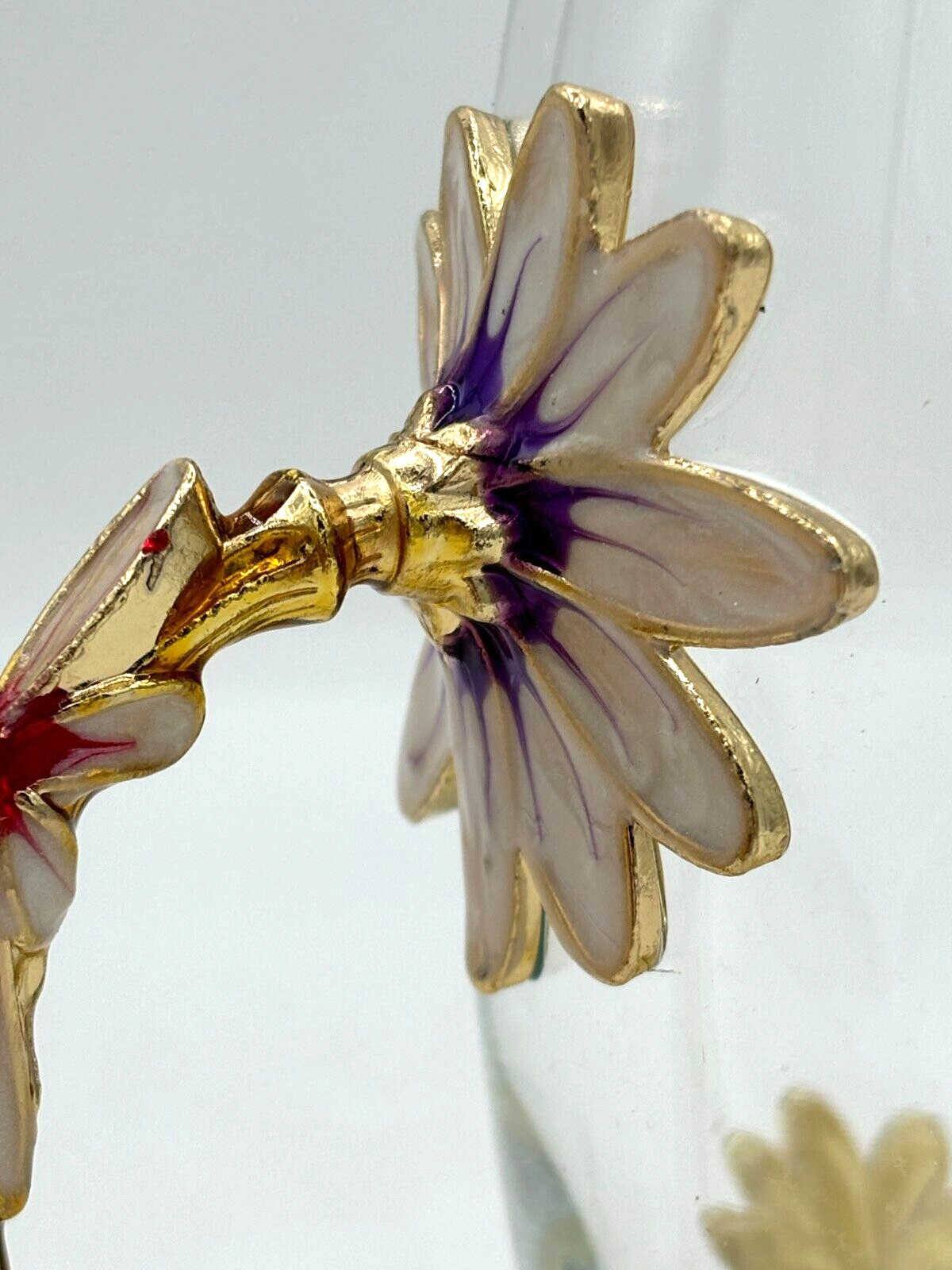 Luxury Glass 12oz Teacup Set Enamel Flower Handle and Base With Teaspoon Coaster