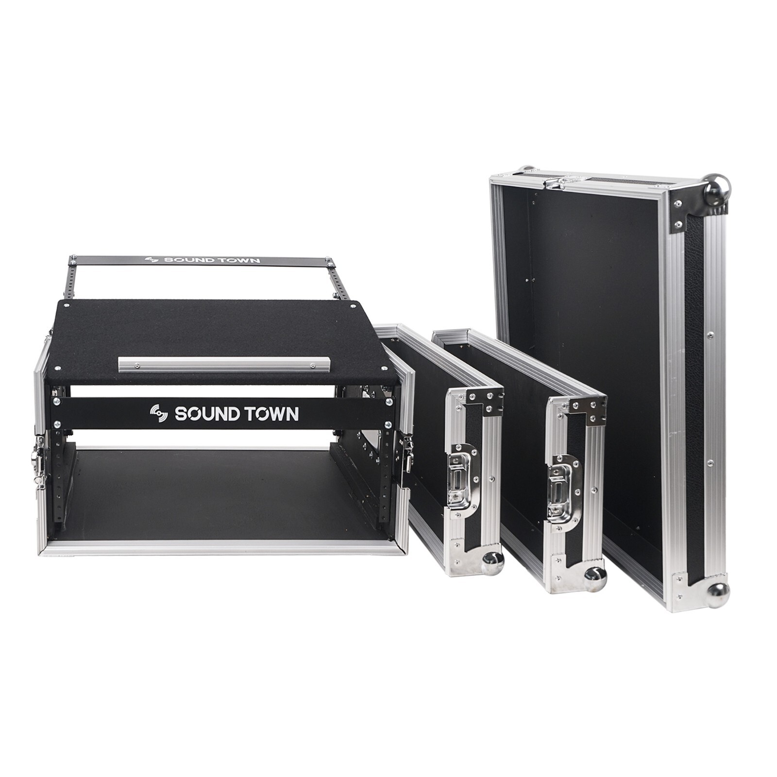 Sound Town 4U Rack Road Case 11U Slant Mixer Top 20'' Rackable Depth (STMR-4U)