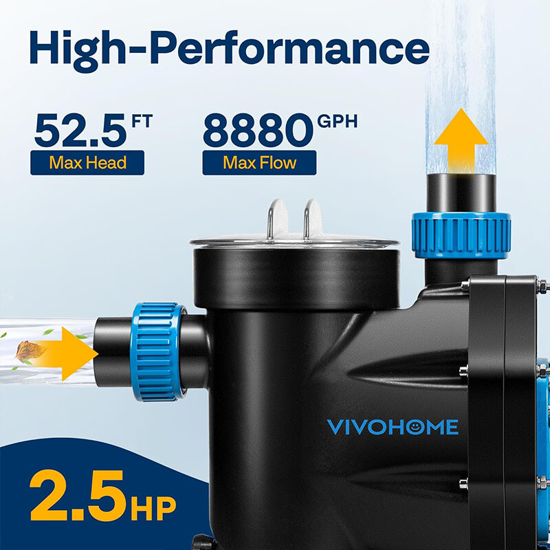 1.5/2.0/2.5HP Self Primming Swimming Pool Pump w/ Timer for in/Above Ground Pool