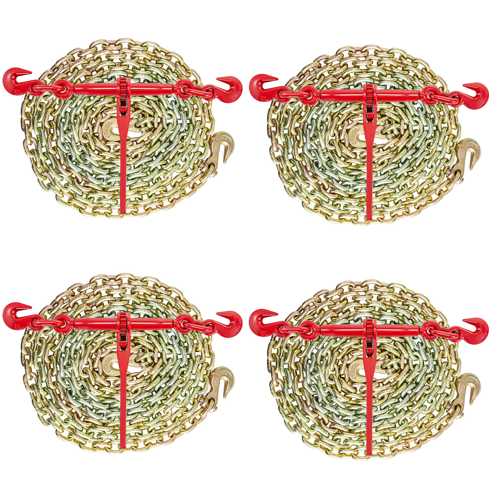 3/8"-1/2" Ratchet Load Binder Chain and Binder Kit 10' Chains Hauling