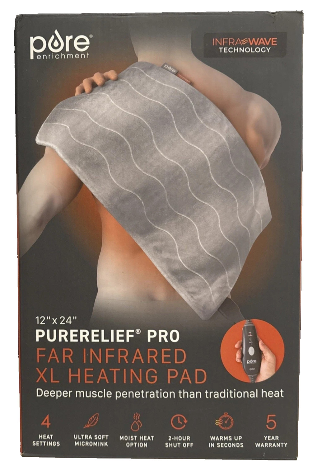 Pure Enrichment-  PureRelief PRO Infrared XL Electric Heating Pad - 12" x 24"