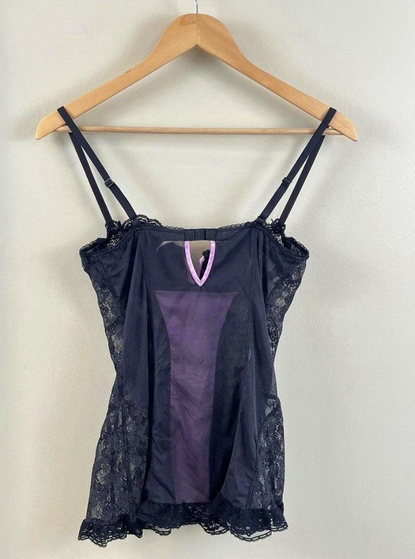 Victoria’s Secret Lace Babydoll Bustier Whimsey Goth Fairy Goth Black Purple 34B