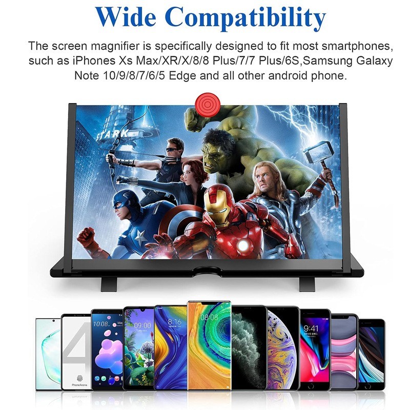 12'' Screen Magnifier for Cell phone Newest Version 3D HD Video Phone Amplifier
