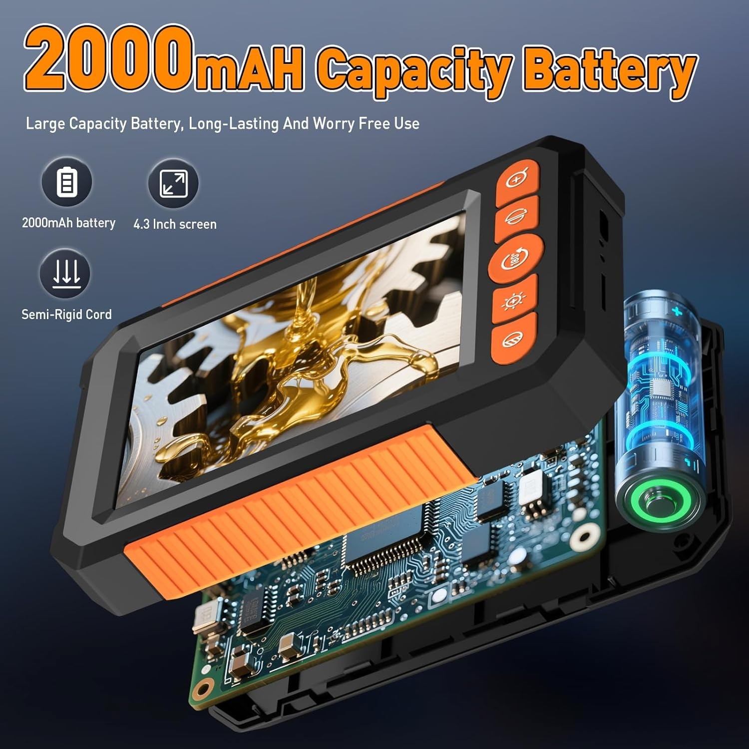 Endoscope Camera with Light, 4.3' IPS Screen 1080P HD Inspection Camera w/8 LED