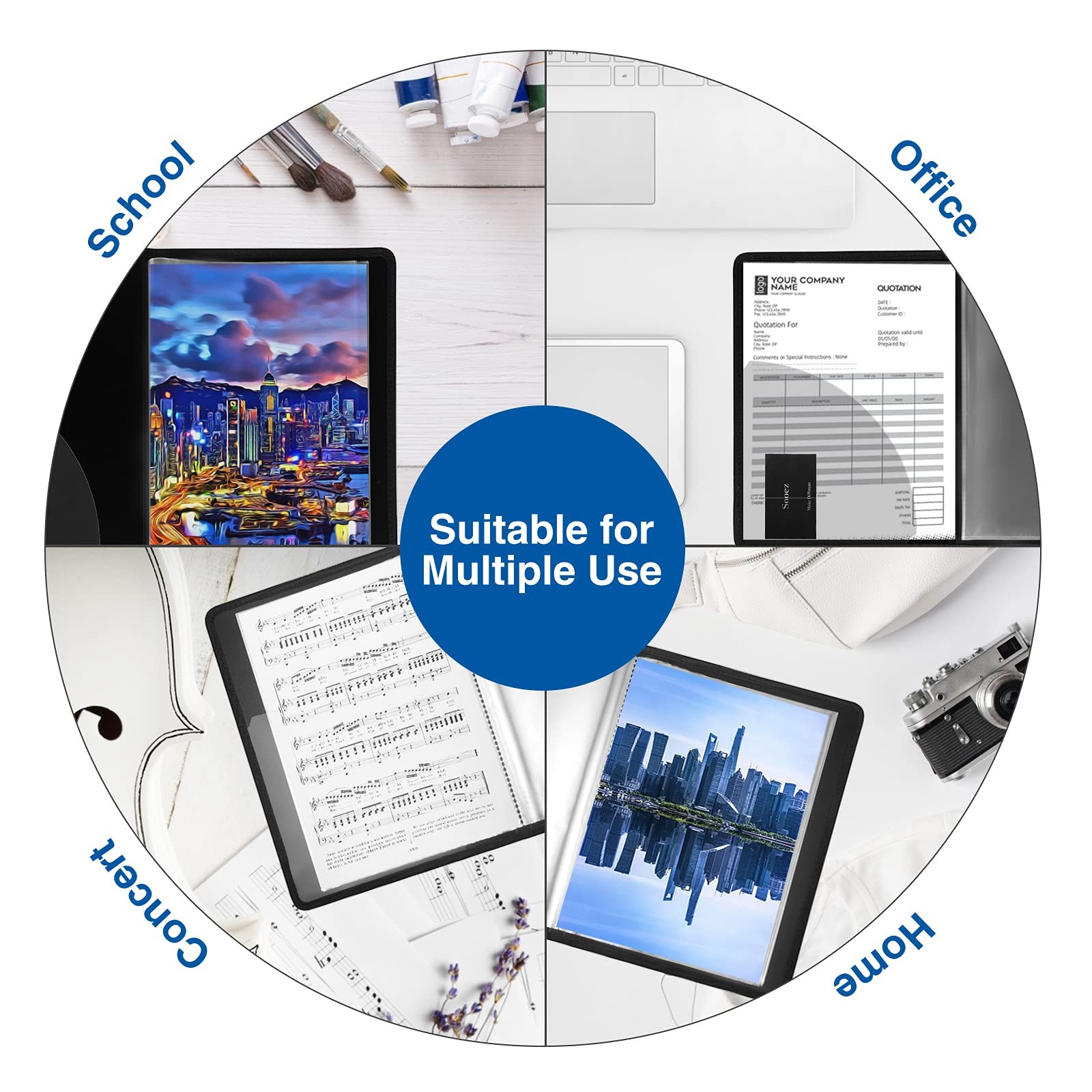 Sooez Art Portfolios 11"x17", Large Portfolio Folder with 30 Pockets & Black ...