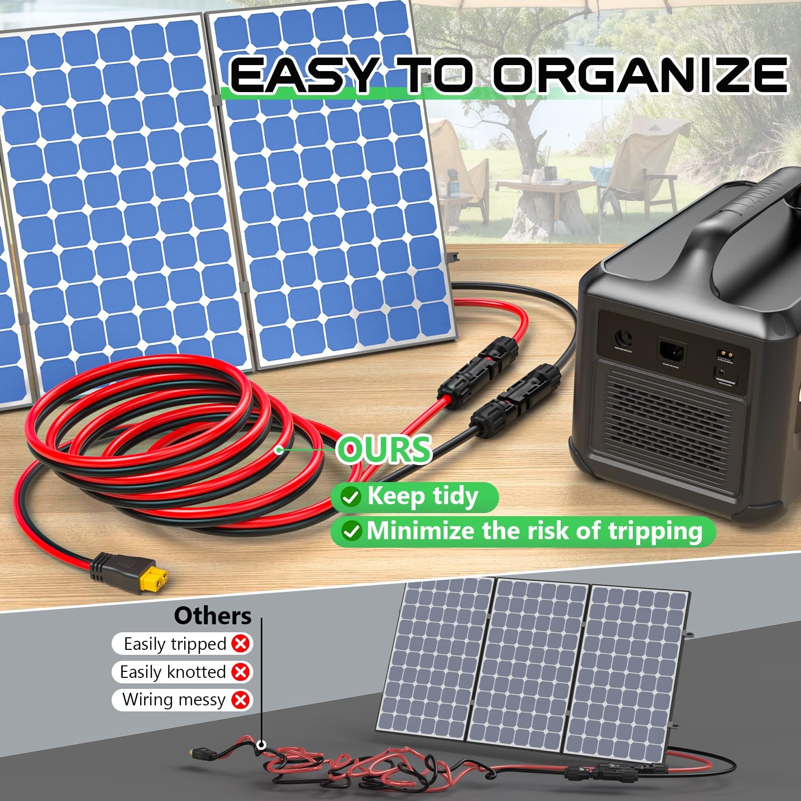 Vansdon 10AWG XT60 Solar Cable- to Cable 20FT Charging 10AWG-20FT