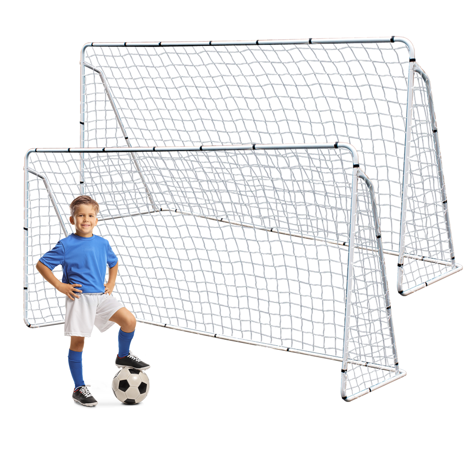 12 x 6' Soccer Goal Net Steel Frame Backyard Football Training Set Portable