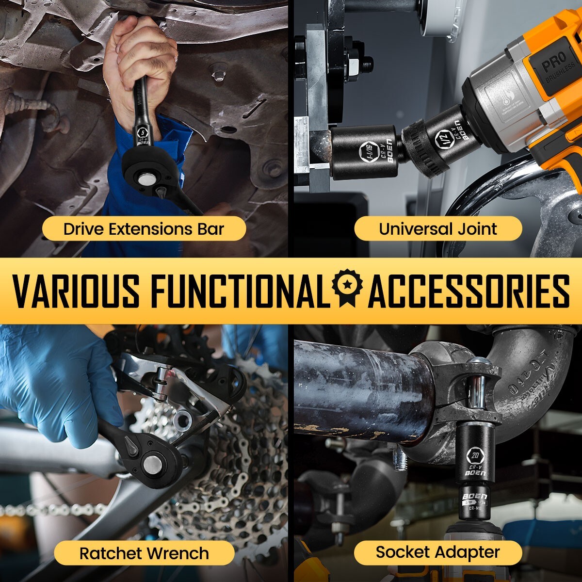 72 Pcs 1/2" Drive Impact Socket Set,Standard SAE (5/16"-1-1/4") & Metric(8-24mm)