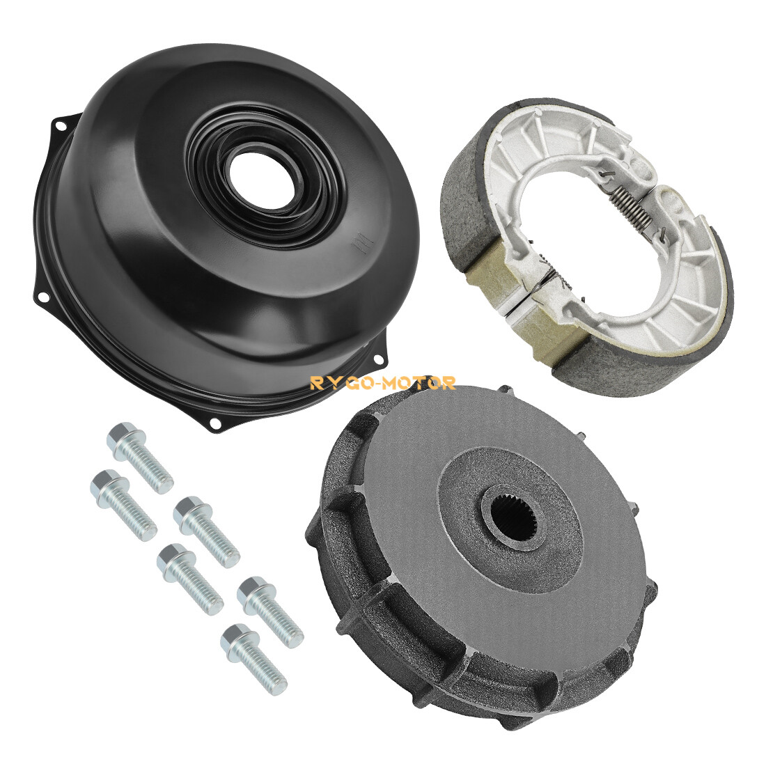 Rear Brake Drum Cover Hub Shoes Set for Honda Rancher 420 TRX420 4x4 2014-2024