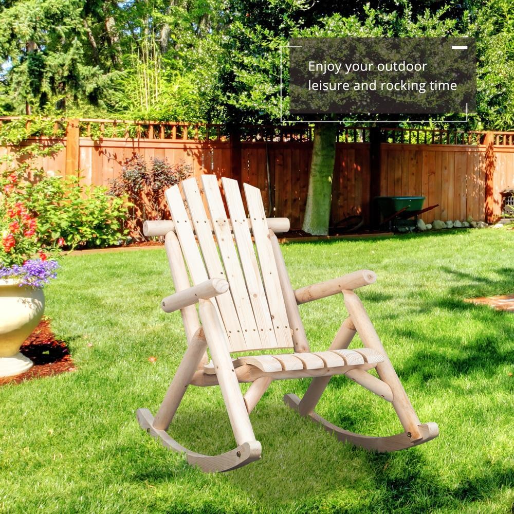 37.2" H Outdoor Rustic Single Rocking Garden Chair Adirondack Patio Chair