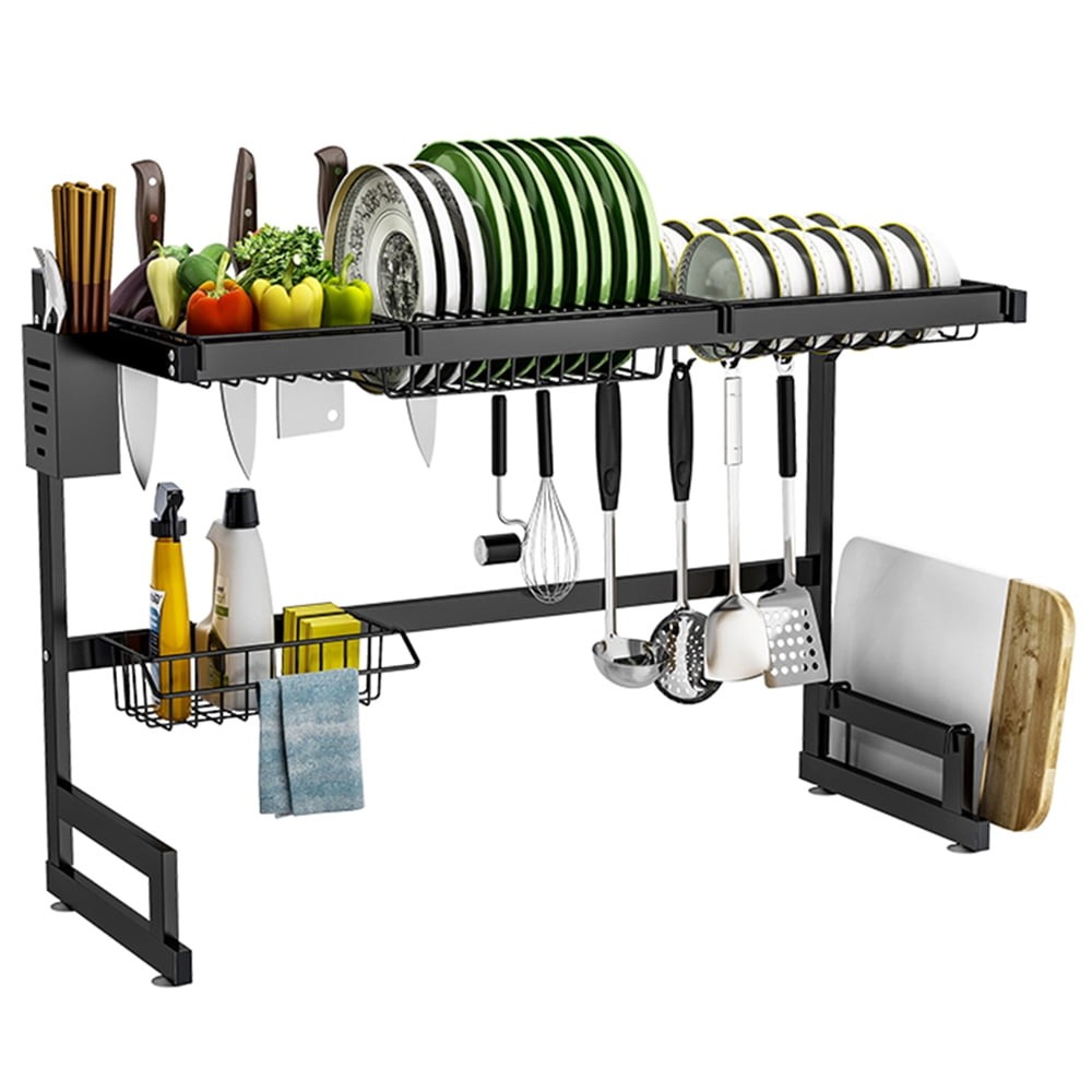2-Tier Stainless Steel Dish Rack Over The Sink, Large Drainer to Save Space