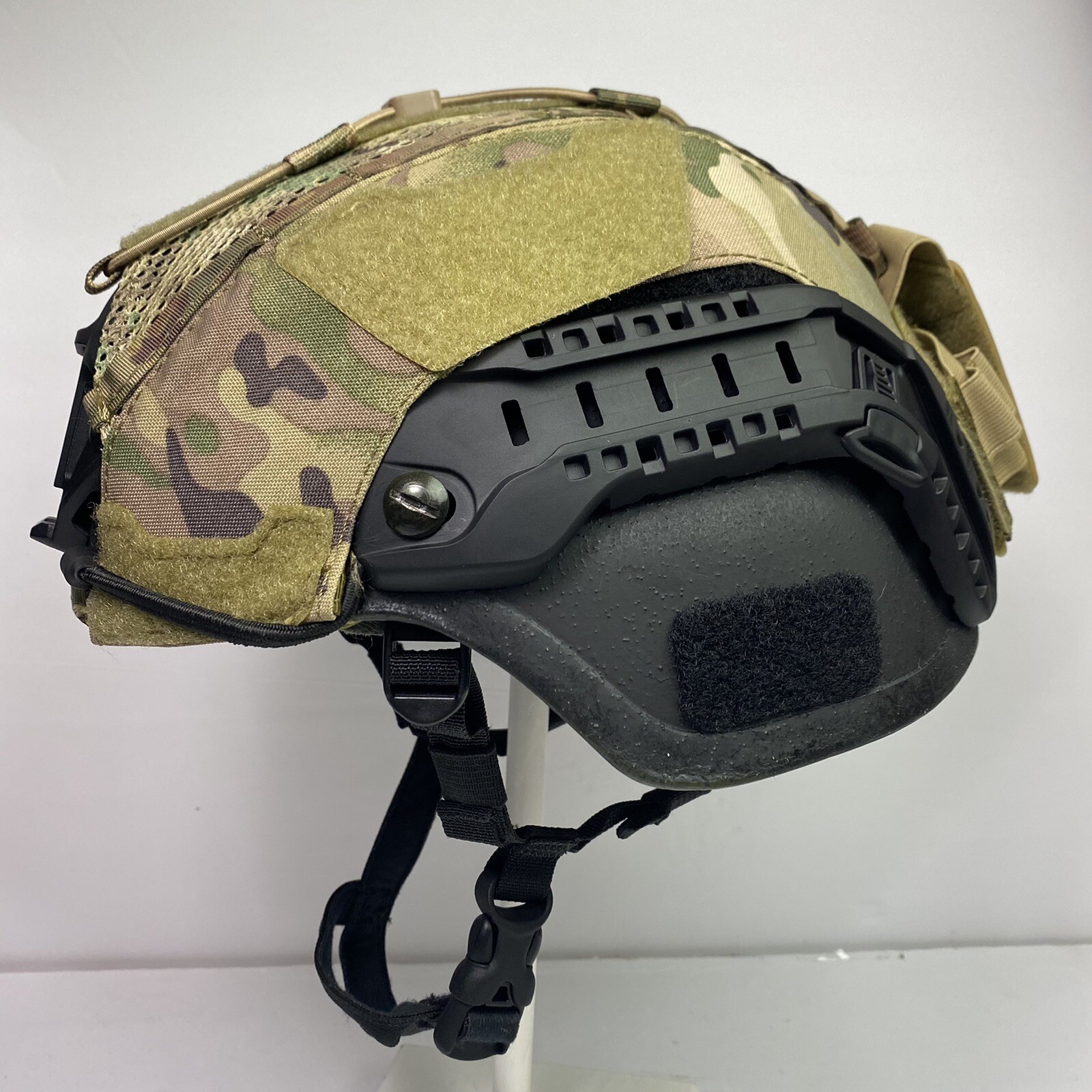 Large OCP MULTICAM ACH MICH ECH HELMET COVER w/ COUNTERWEIGHT POUCH HYBRID MESH