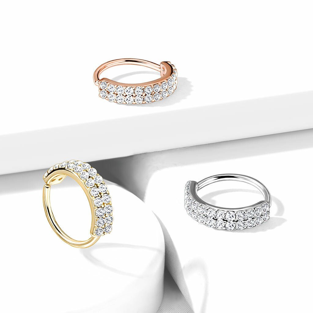 Double Lined Micro CZ Hoop Nose Ear Lip Cartilage Helix Daith Rook Tragus Rings