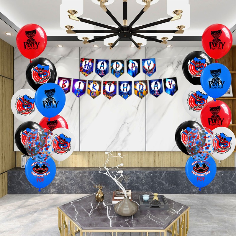 Poppy Playtime Huggy Wuggy Birthday Party Decorations Banner Balloon Cake Topper