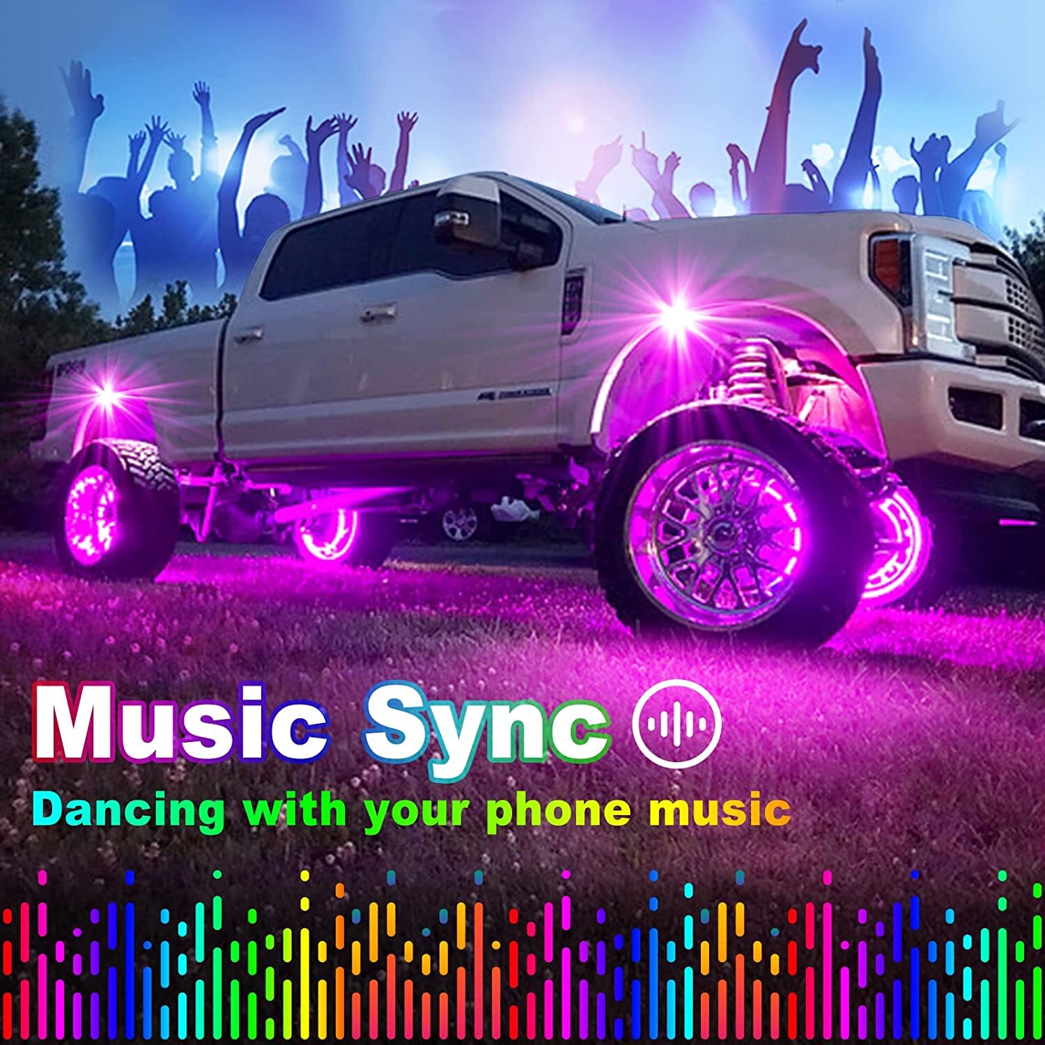 20 Pods RGB LED Rock Lights Kit Offroad Truck Underbody Neon Music Bluetooth APP