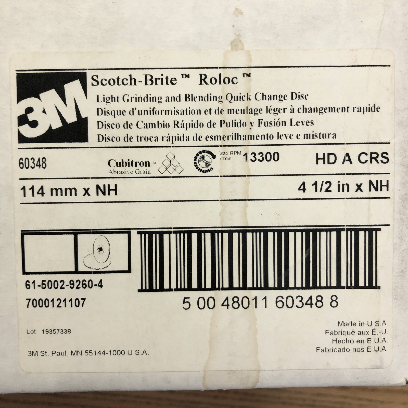 3M Scotch Brite Roloc 60348 Sanding Disc Quick Chnge 4-1/2 x NH Lt Grinding 10pk