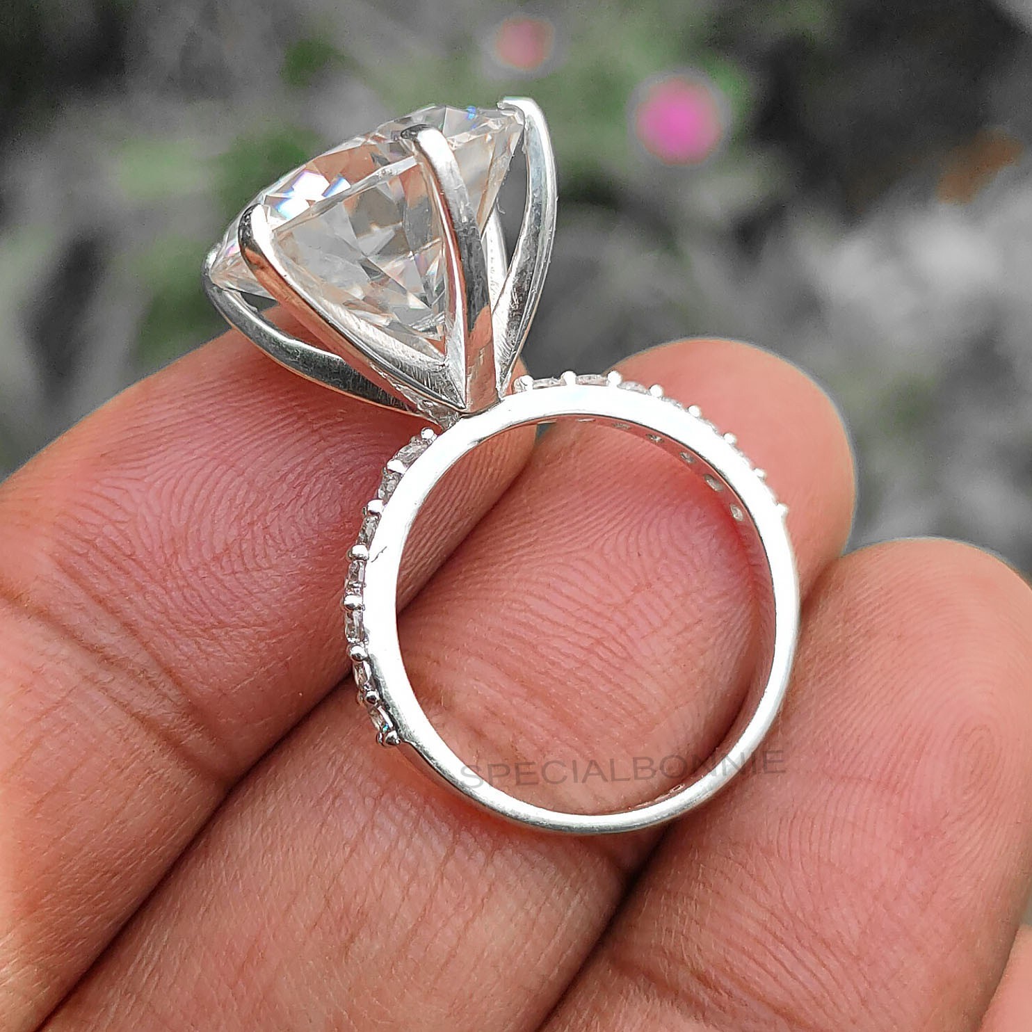 Rare 8Ct Certified Diamond Solitaire Ring ! FREE DIAMOND STUDS !Tariffs Free