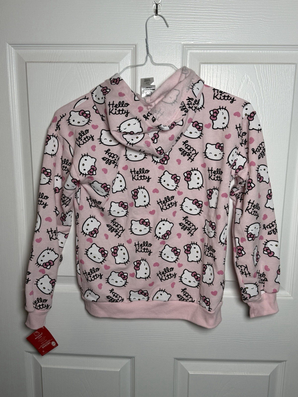 Sanrio Hello Kitty All Over Print Zip-Up Hoodie Kids Size 12 Pink