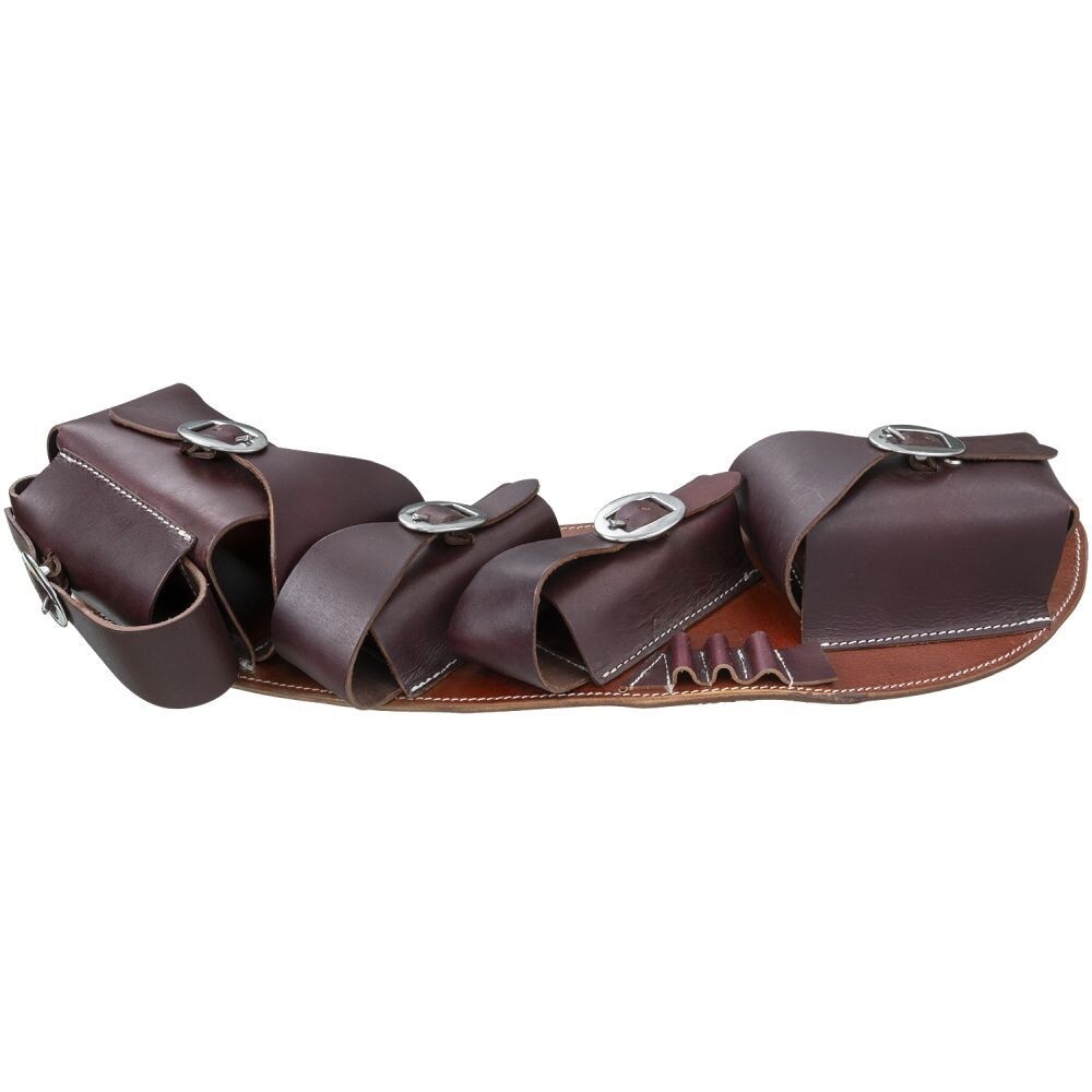 Western Saddle Leather Medicine Cantle Bag - Silver Royal