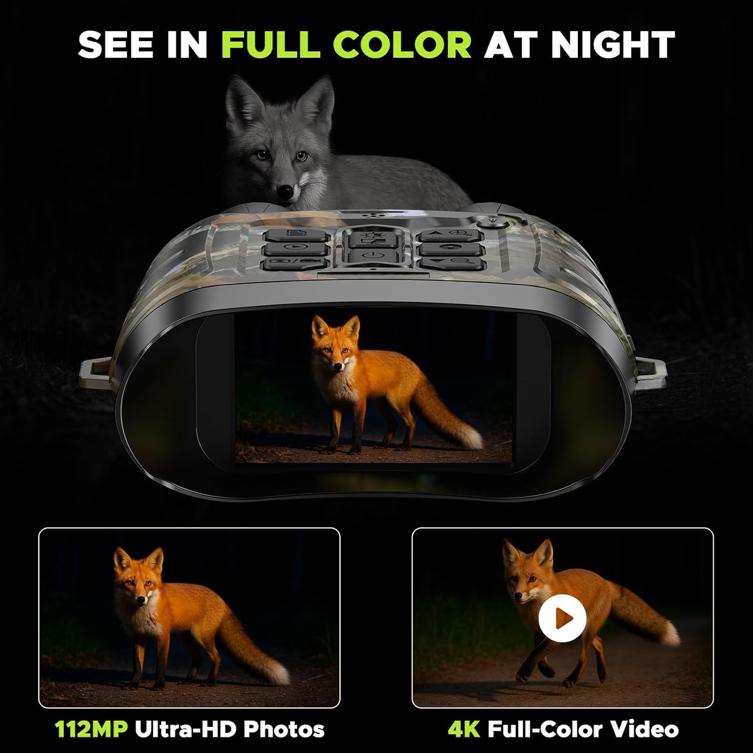 4K 112MP Full Color Night Vision Goggles 18X Zoom Infrared Vision Binoculars US