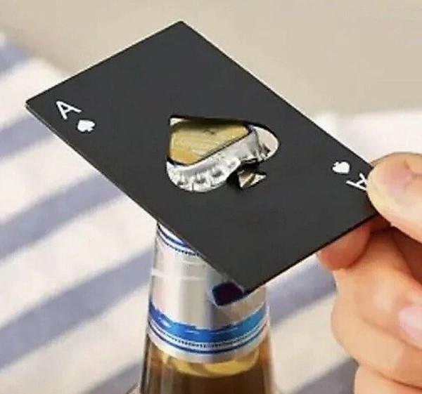 2 PACK Ace of Spades Metal Bottle Cap Opener Playing Card Design