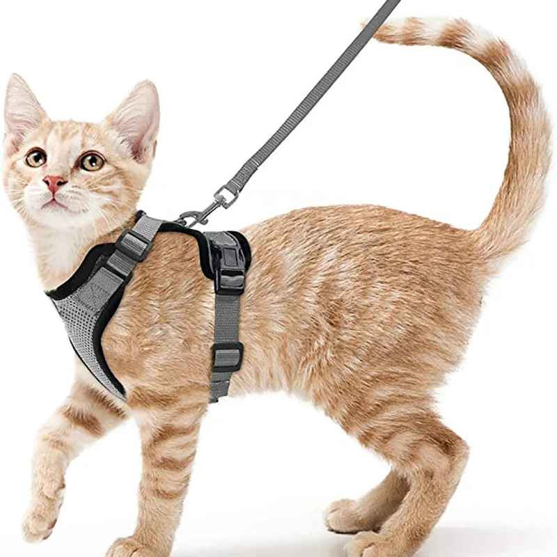 Cat Harness and Leash for Walking, Escape Proof Soft Adjustable Vest Harnesses f