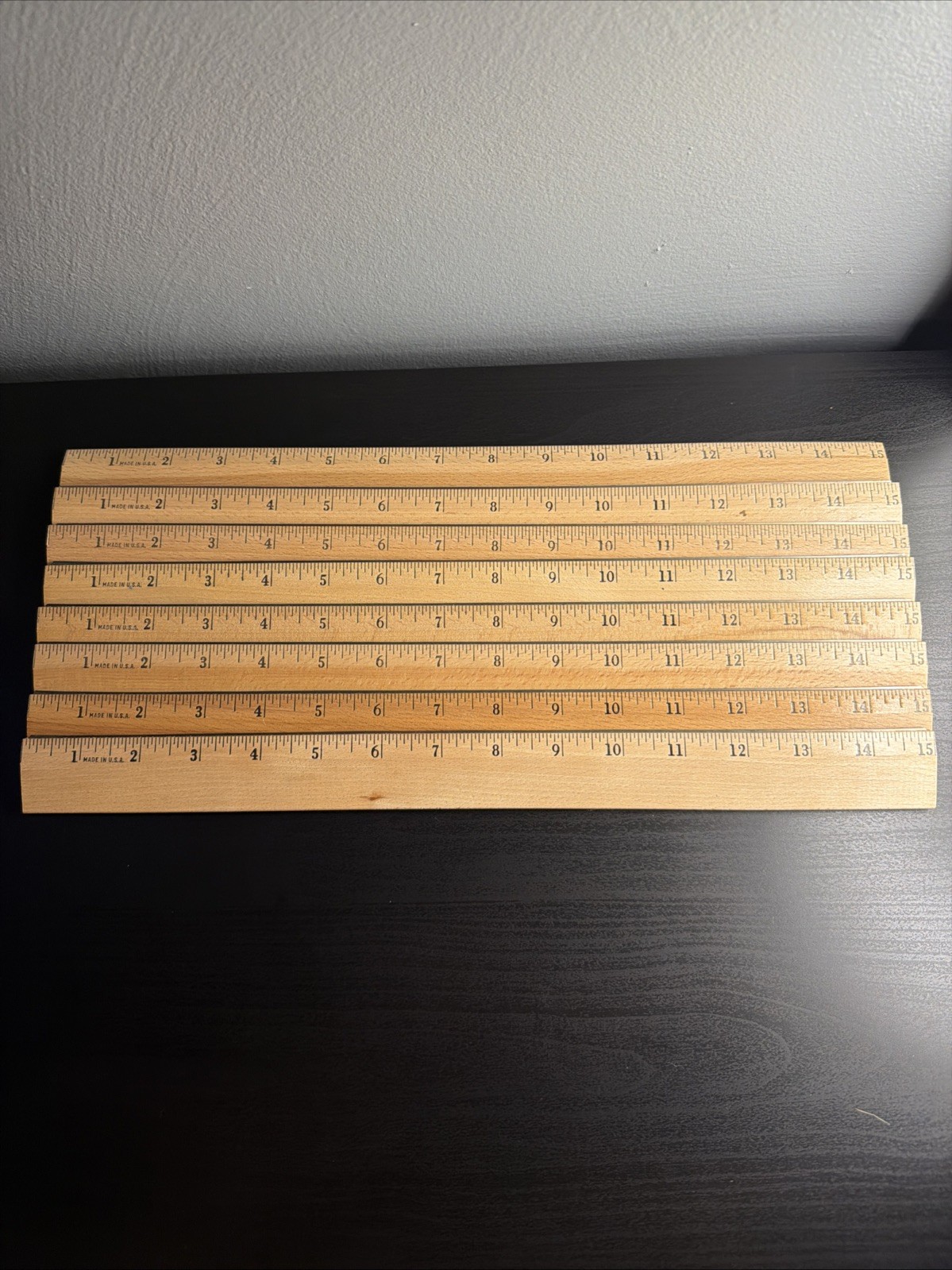 Lot 8 Vintage Wood Wooden Rulers 15 Inch Made in USA Unbranded School Craft