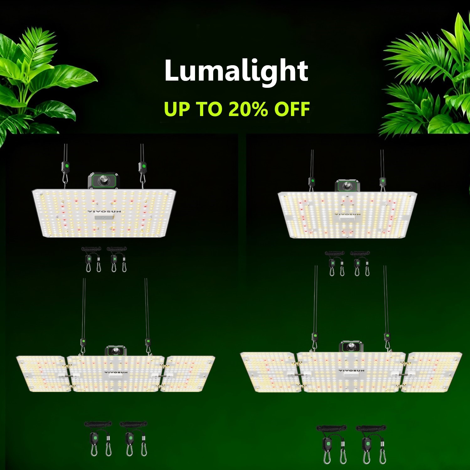 VIVOSUN 100W/150W/200W/400W Lumalight LED Grow Light Full Spectrum Indoor Plants