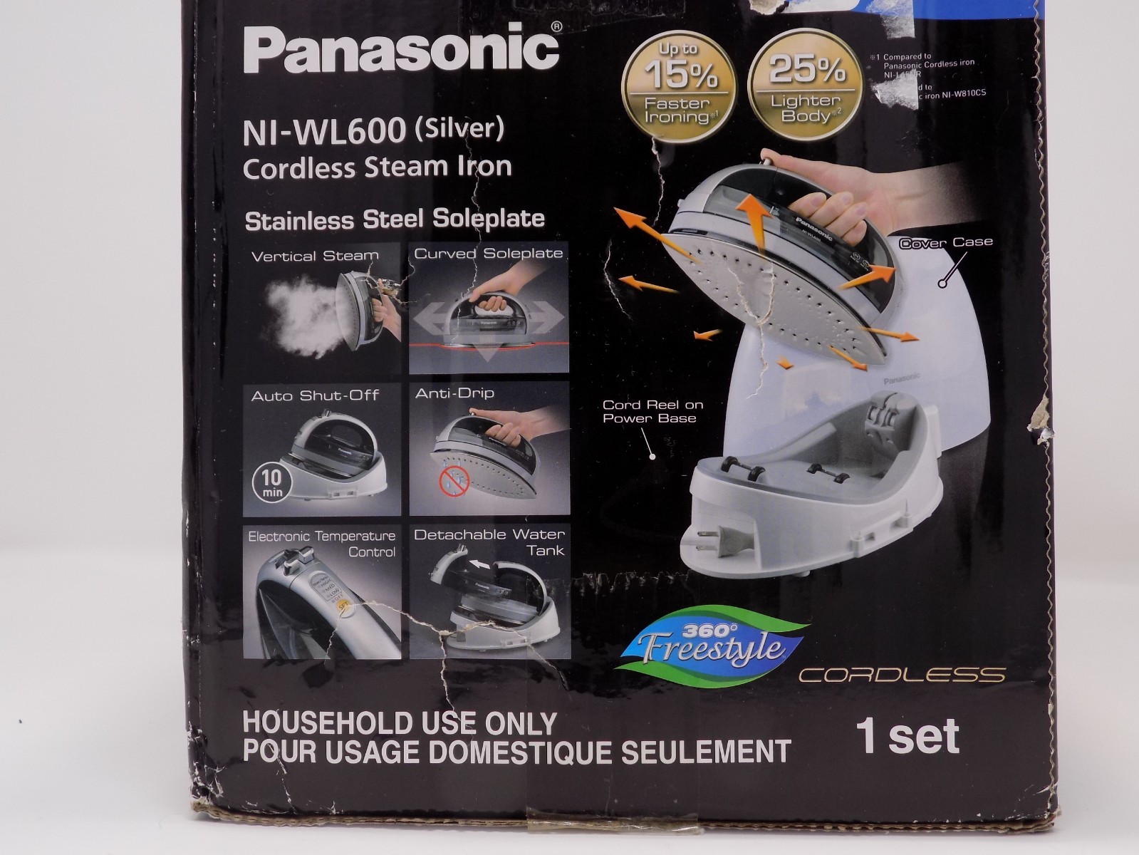 Panasonic NI-WL600 Portable Cordless Steam Iron 360 Freestyle w/ NO COVER Tested