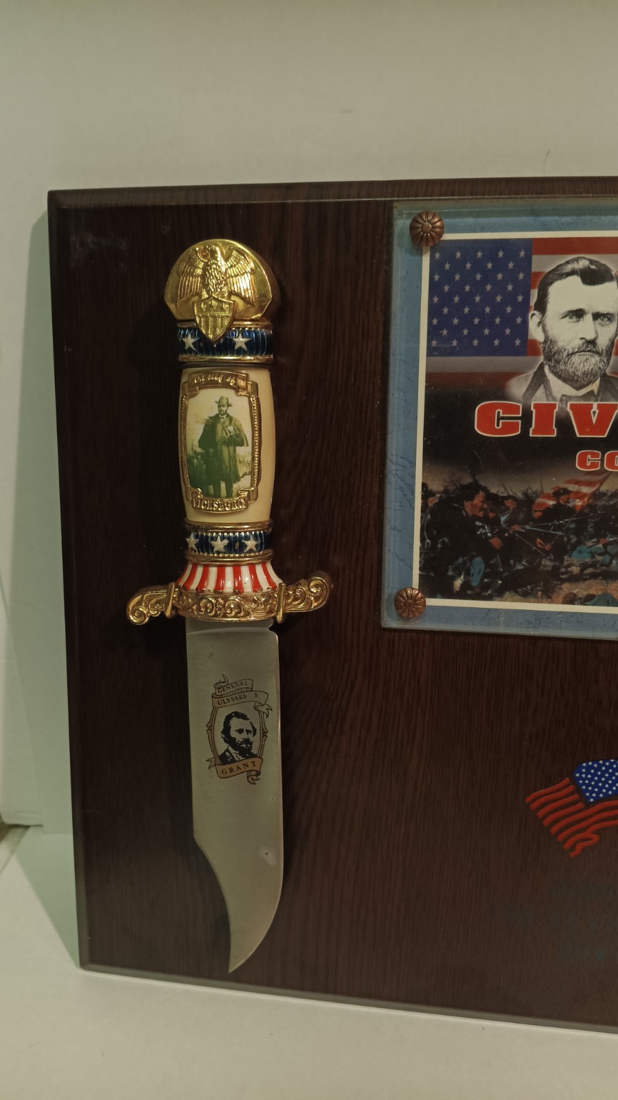 Bowie Knives Robert E Lee And Ulysses S Grant Civil War Wooden Plaque 17" x 12 "