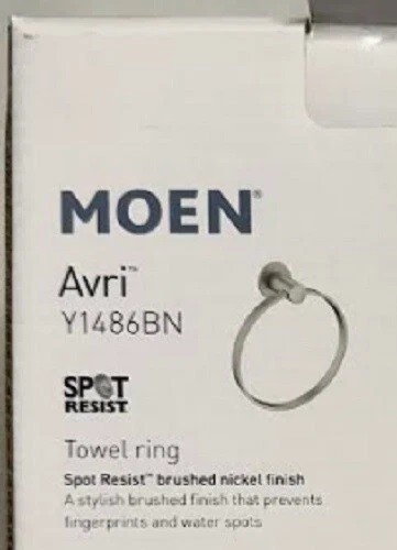 Moen Avri Brushed Nickel Round Towel Wall Mount Ring Y1486BN NEW