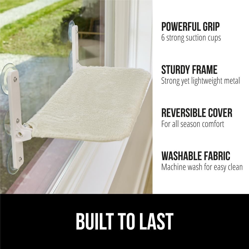 Cat Window Perch, Foldable Hammock Bed with 6 Large Suction Cups, Holds 40lbs, L