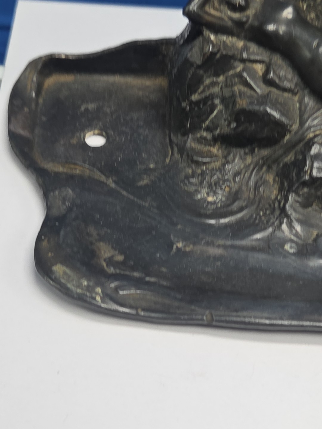 Art Nouveau Nude Maiden Water Inkwell Laying On Rocks Metal Trinket Earings TS