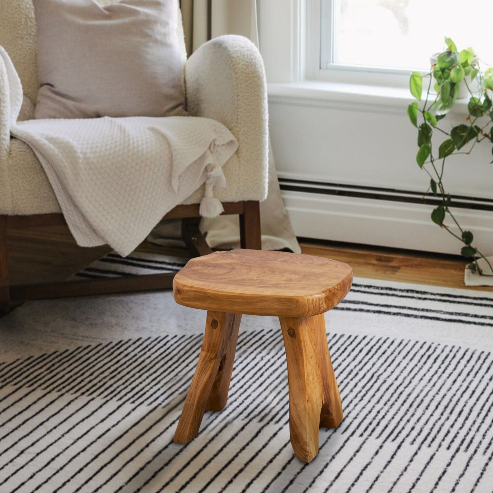 Live Edge Cedar Bench Rustic Wood Entryway Bench Farmhouse Stool Side Table Gift