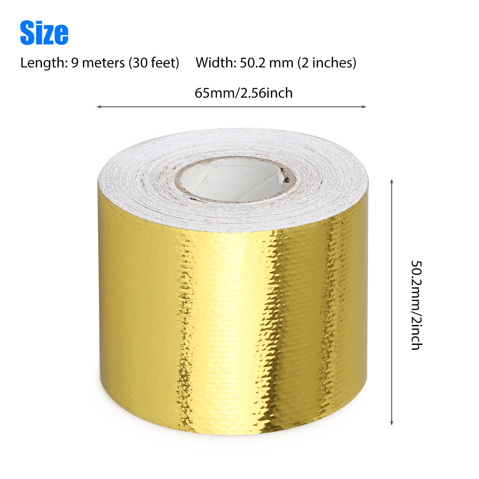 2" 30FT Gold Intake Heat Reflective Tape Wrap Self-adhesive High Temperature US