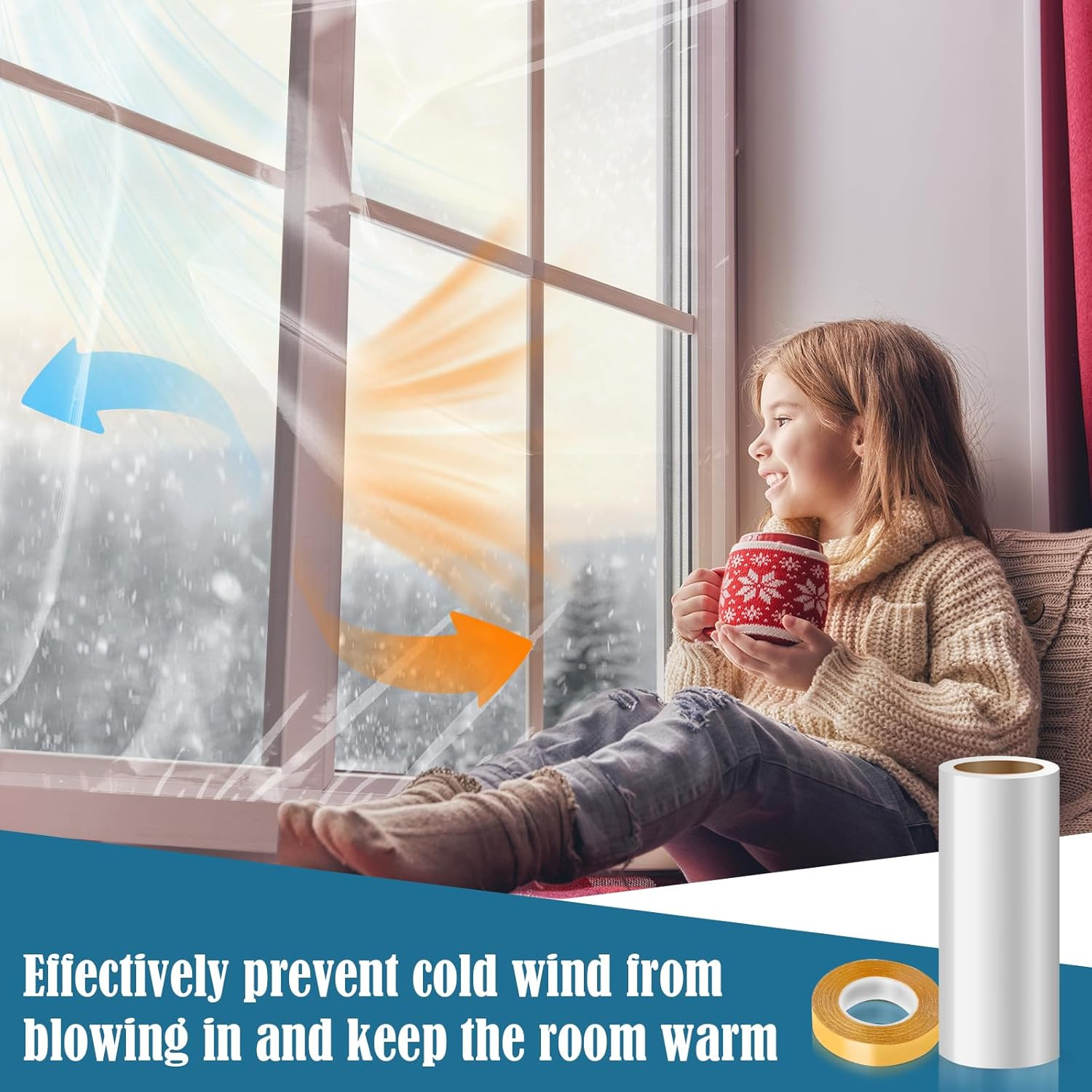 Window Insulation Kit, 63 × 394 Inch Plastic Window Coverings for Winter, Thicke