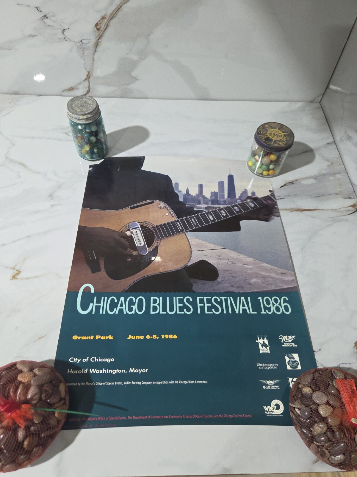 CHICAGO BLUES FESTIVAL 1986 ORIGINAL POSTER 24" X 18" ROLLED NEW CONDITION