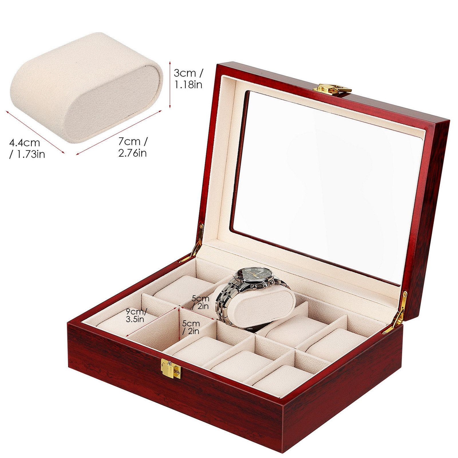 3/6/10/12/24 Slots Watch Box Watch Case Organizer Watch Jewelry Display Case