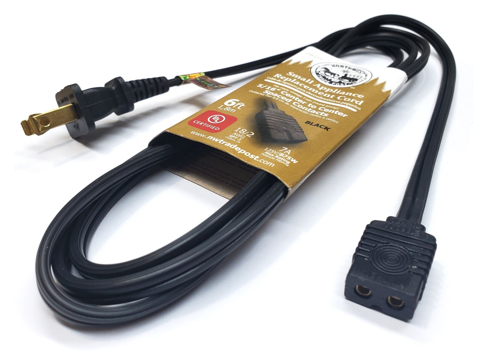 Replacement 6ft Power Cord for Vintage Solid State TV Stereo Radio 2-Prong Pin