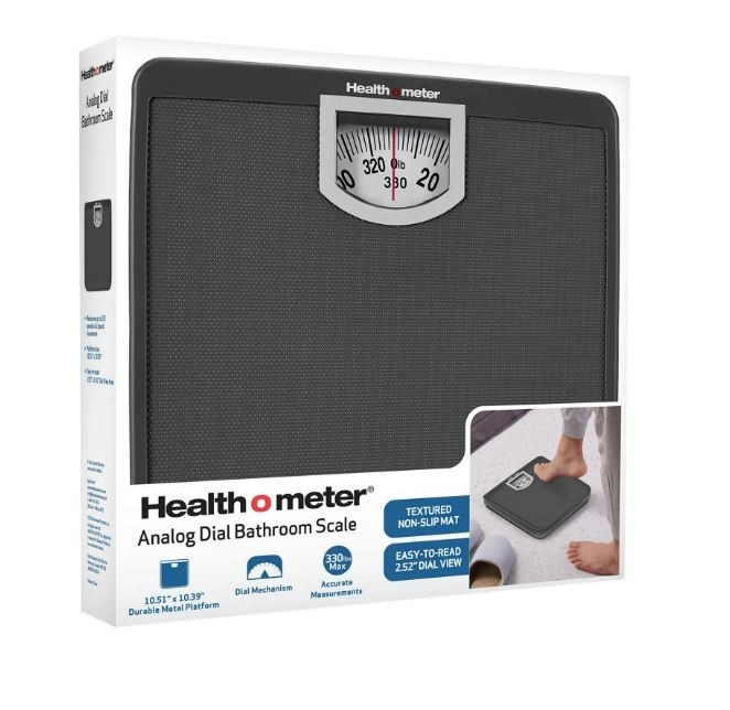 Health o meter Compact Dial Bathroom Scale, 330 lb. Capacity, Sturdy Metal