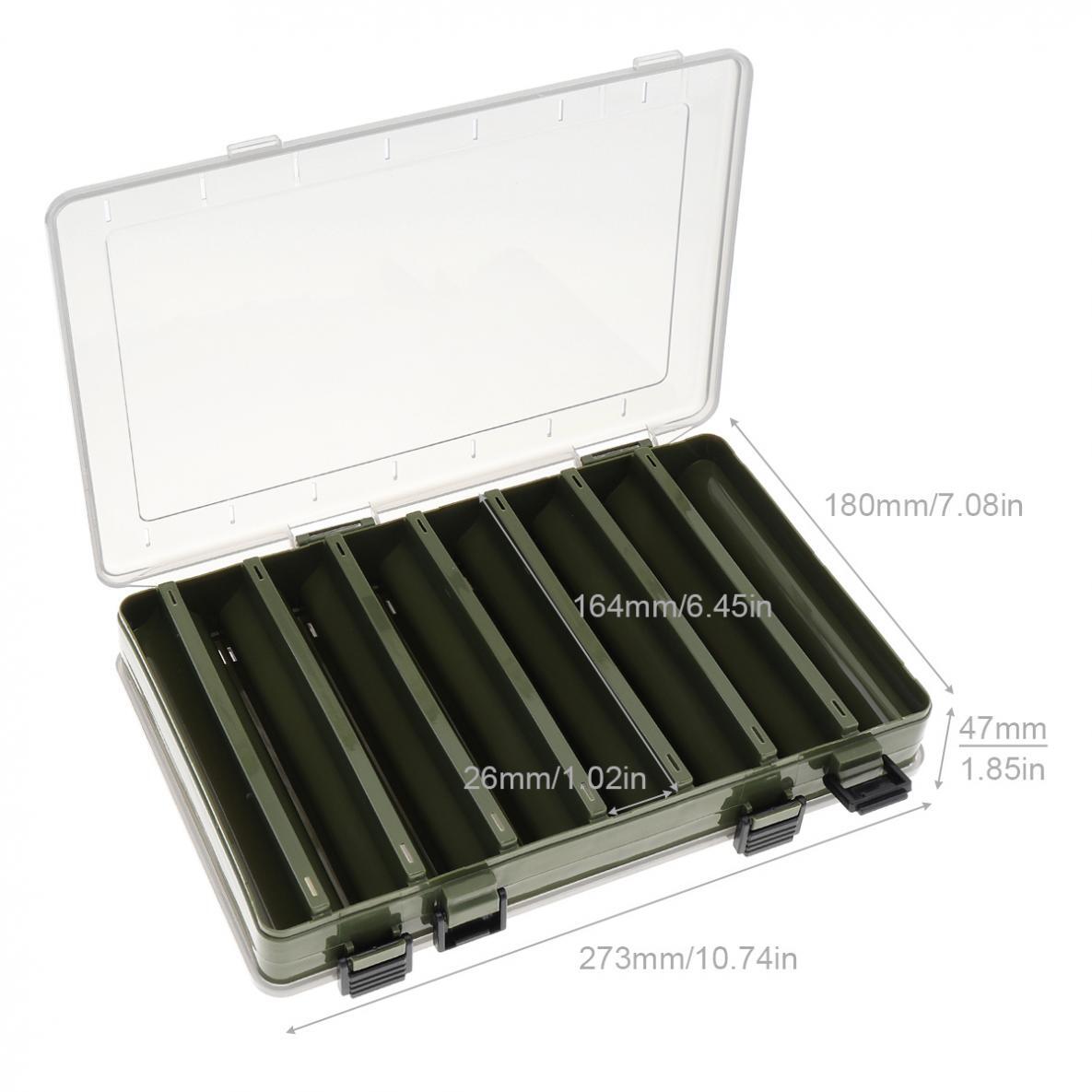 Double Sided Tackle Storage Box14 Tray Plastic Fishing Lure Bait Organizer Case