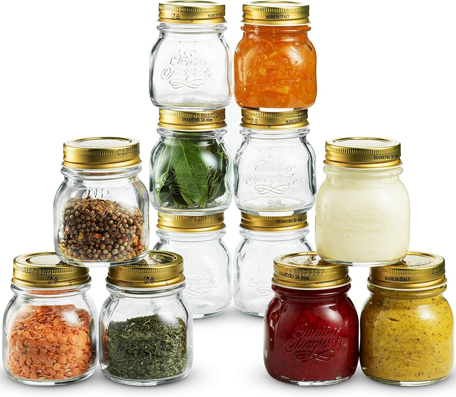 Bormioli Rocco Quattro Stagioni Small Glass Mason 5 Ounce Mini Jars 12 Pack