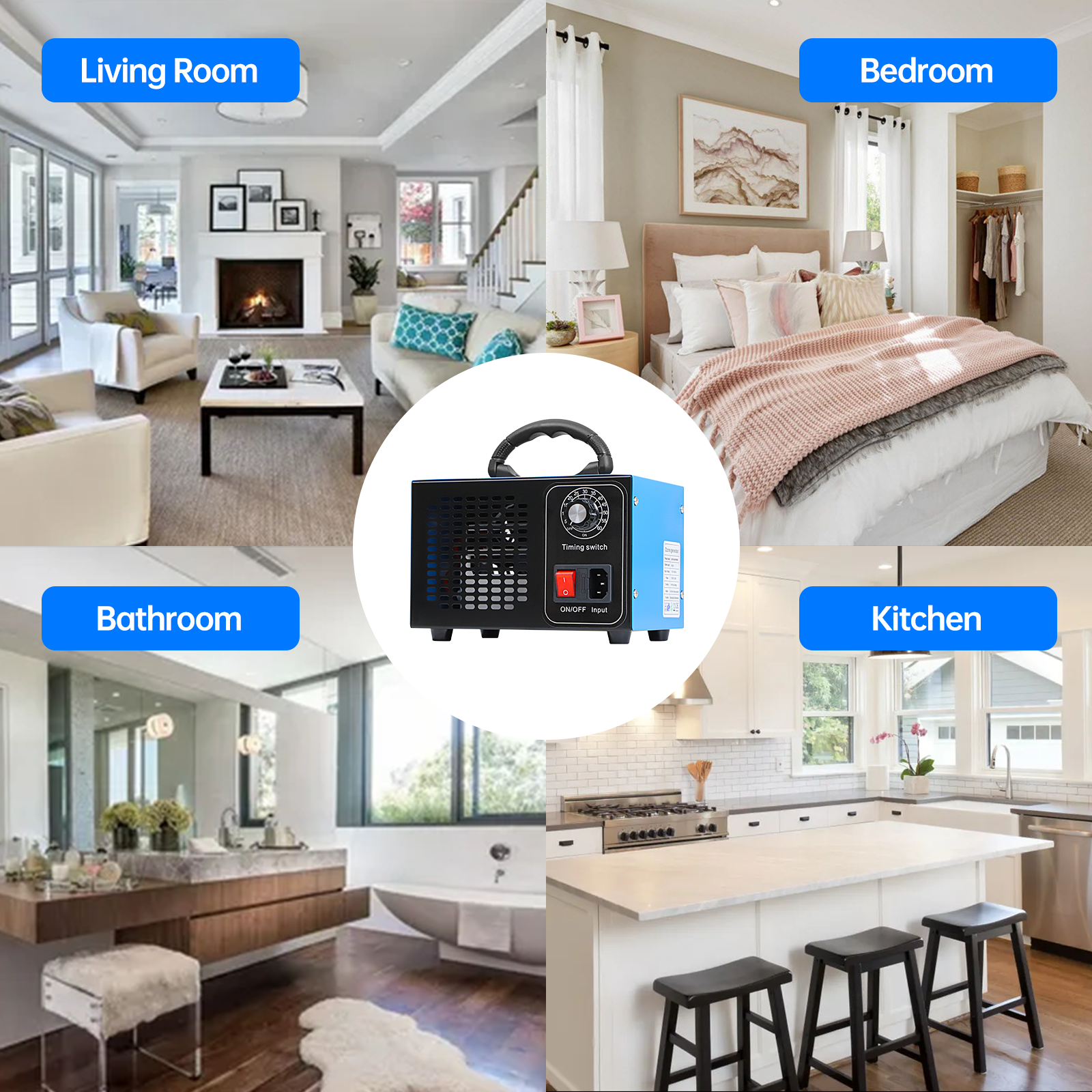 100V Air Purifier 40000mg/h Ozone Generator Machine Odor Ionizer Ozonator Timer