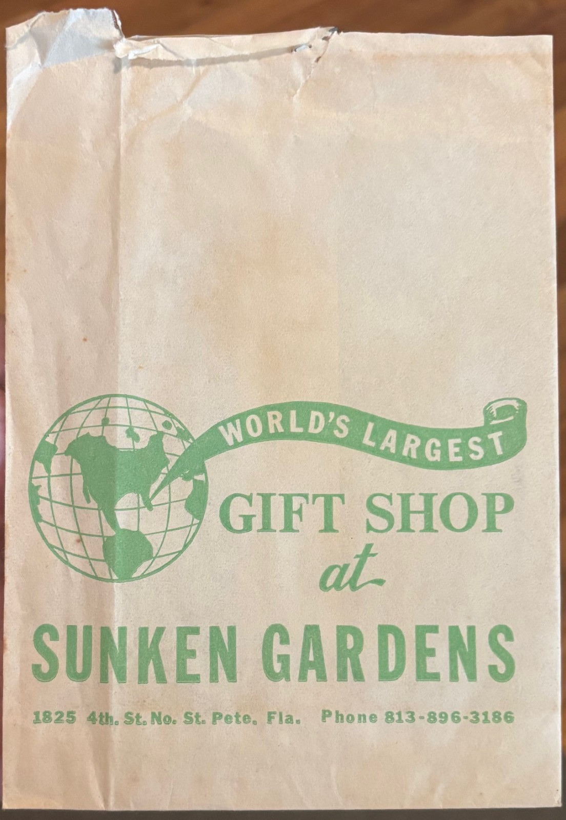 1970s Sunken Gardens St. Petersburg Florida "World's Largest" Gift Shop Bag
