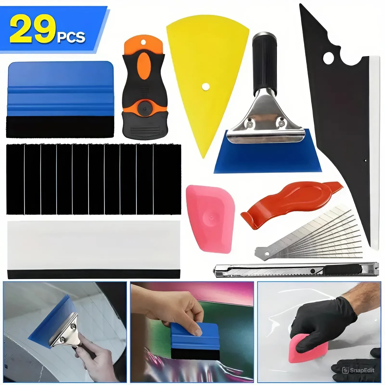 29PCS Car Window Tint Tools Kit Squeegee Installation Auto Film Tinting Scraper