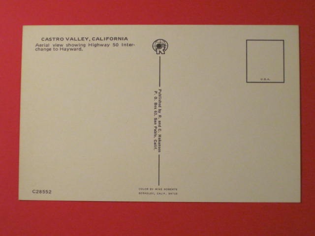 Castro Valley, Calif. Post Card / Nice- Before Mesa Verde