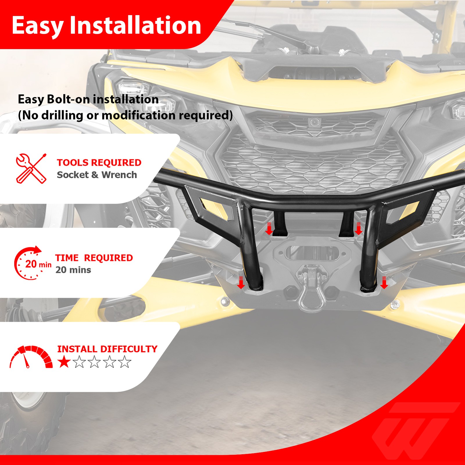 Heavy Duty Steel Front Bumper For Can Am Maverick R #715007311/715007691
