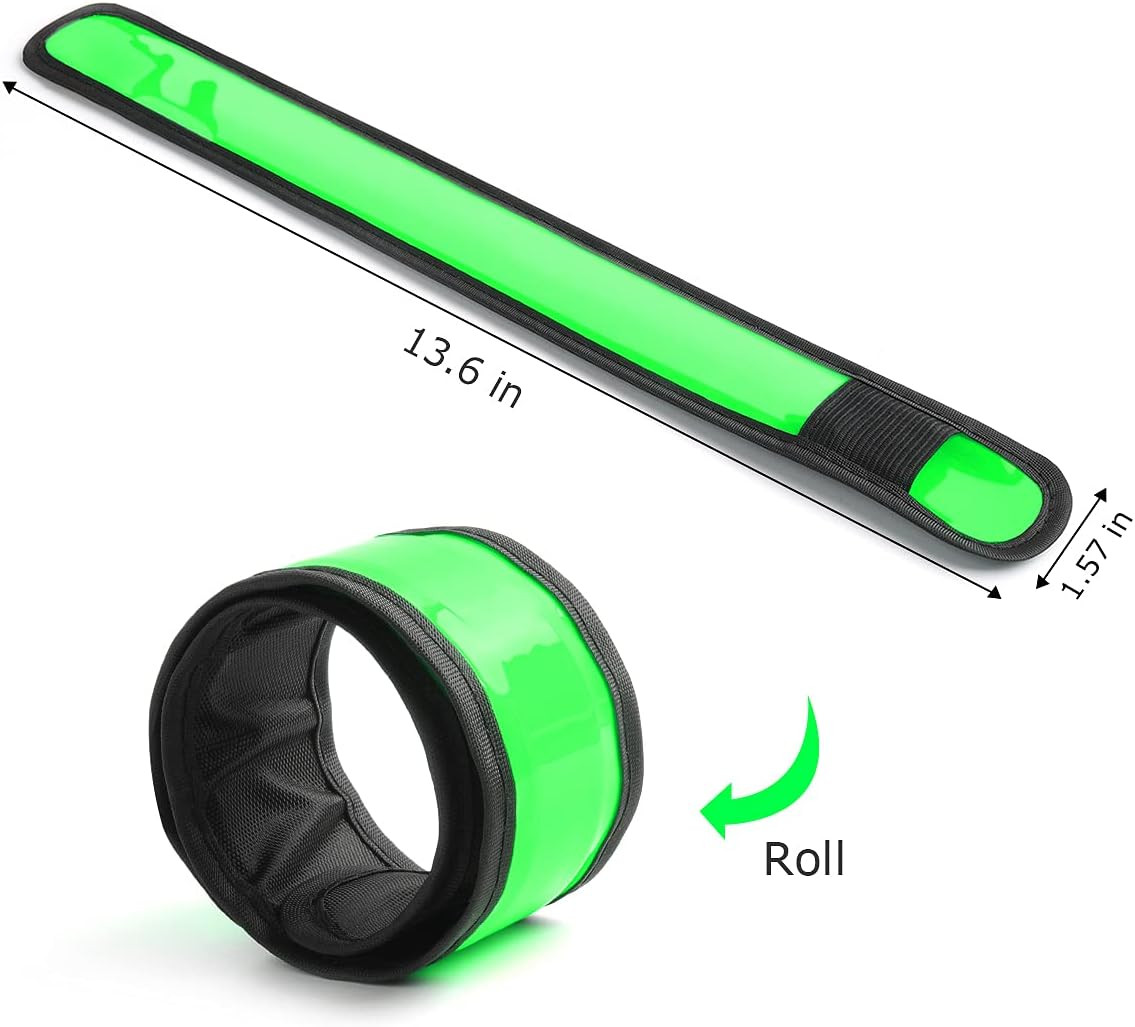 Pack of 6 LED Light up Band Slap Bracelets Night Safety Wrist Band for Cycling W