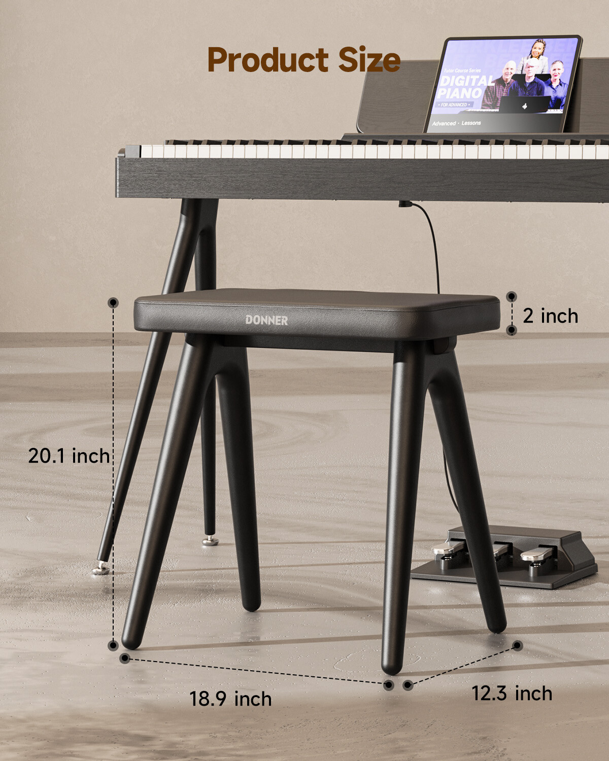 Donner DKB-100 Piano Keyboard Stool Solid Wood Comfortable Seat With Cushion