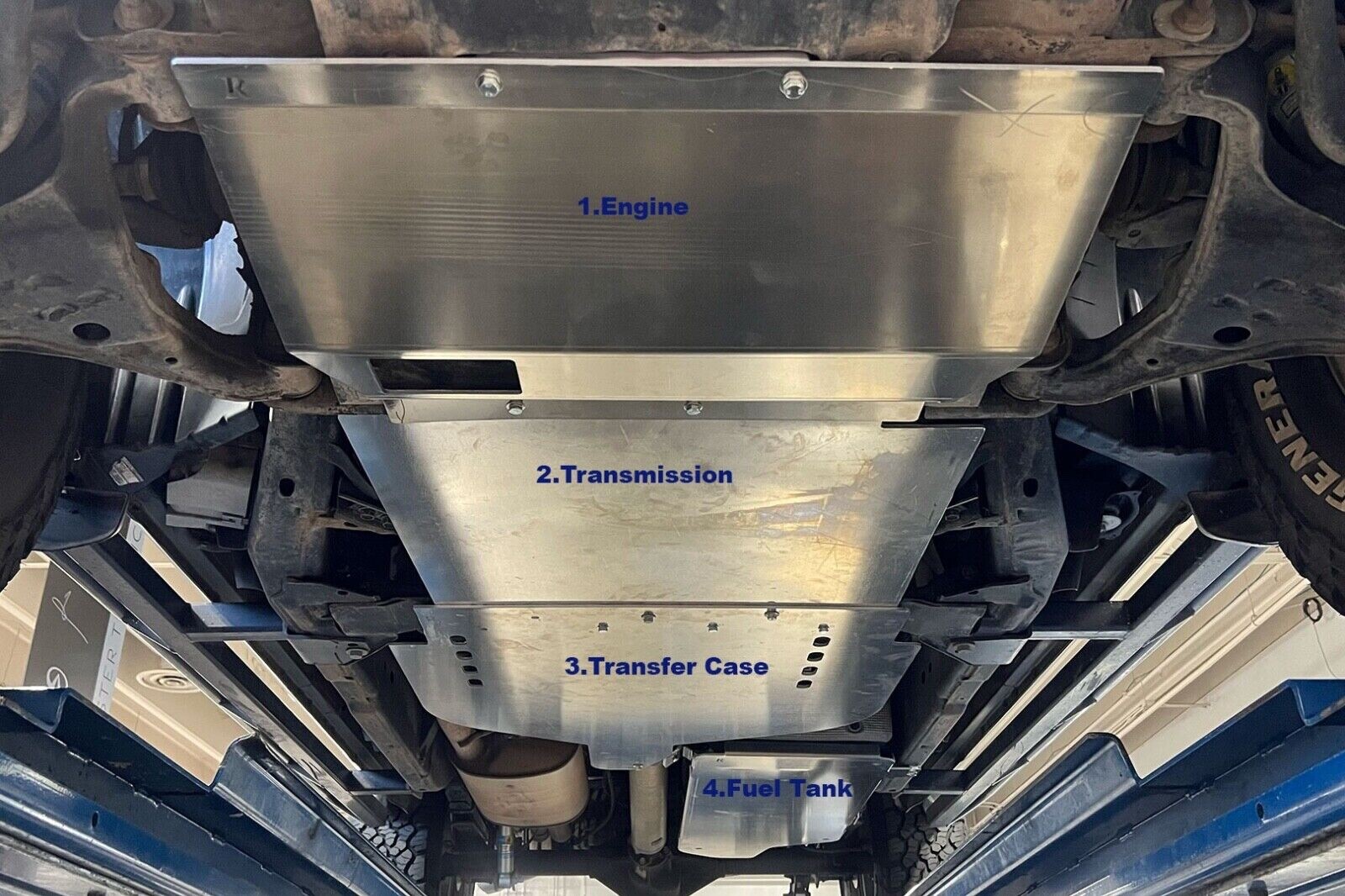 Fits Nissan Frontier 2005-2026 skid plates set of 3, 6 ft extended length bed